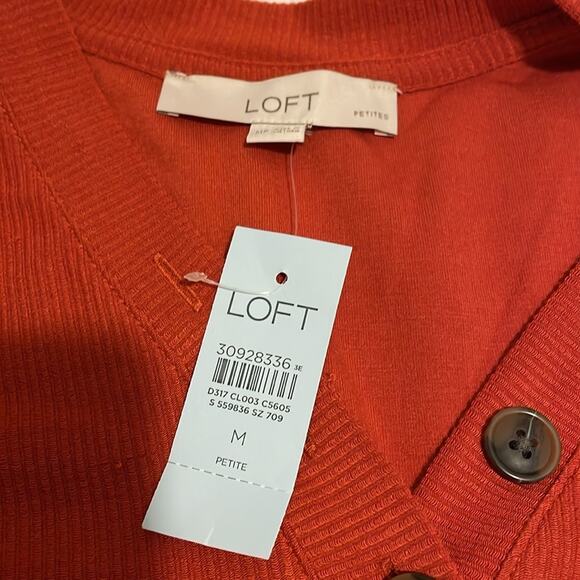 LOFT Brand Medium Petite Henley Midi Dress Rust Orange SOLD OUT ONLINE - Picture 4 of 6